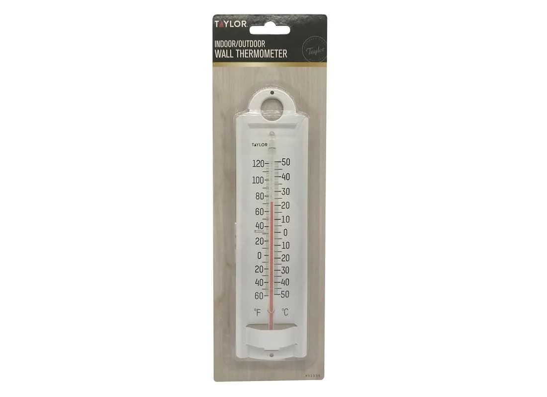 Taylor White 1 Pack Aluminum Thermometer -60F to 120F (-50C to 50C) | Indoor/Outdoor Weather Resistant