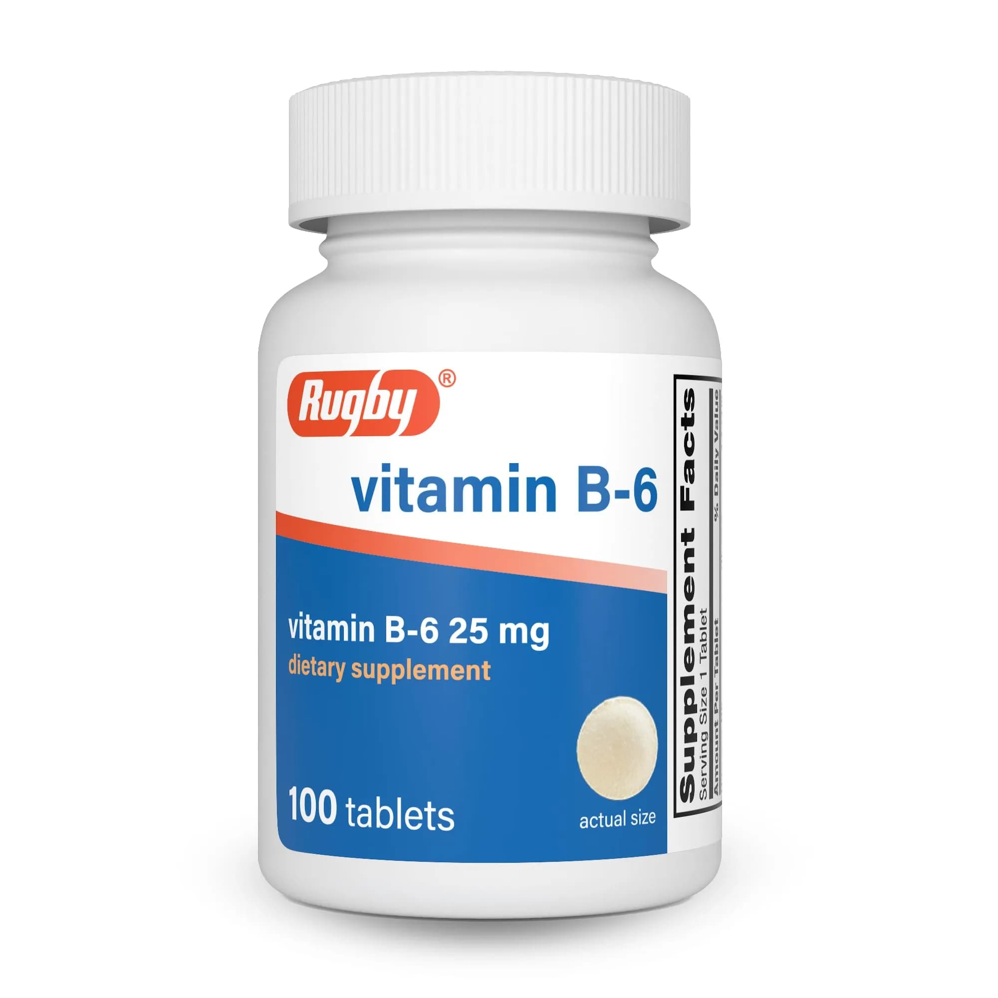 Rugby Vitamin B-6 Tablets - 25mg of Vitamin B6 | Dietary Supplement for Adults - main product image
