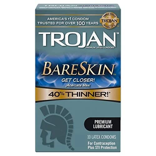 Trojan BareSkin Premium Latex Condoms 30 Count (1.3 oz) | Our Thinnest Condom Ever for Maximum Sensitivity thumbnail 1
