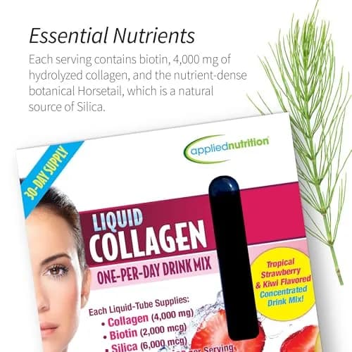 Applied Nutrition Liquid Collagen Skin Revitalization Beauty Drink | Supports Skin Elasticity & Moisture | Tropical Strawberry & Kiwi Flavor thumbnail 6