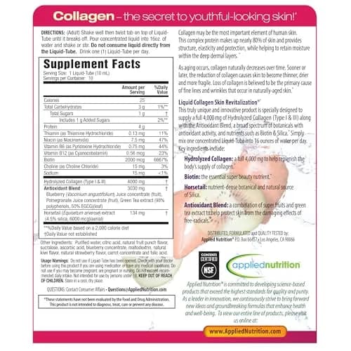 Applied Nutrition Liquid Collagen Skin Revitalization Beauty Drink | Supports Skin Elasticity & Moisture | Tropical Strawberry & Kiwi Flavor thumbnail 7