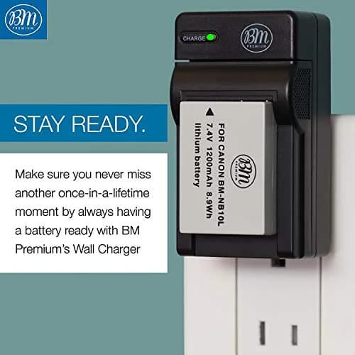 BM Premium NB-10L Battery & Charger Kit for Canon SX60 HS, SX50 HS, G1X, G3X, G15, G16 Cameras | 2 Batteries & USB Charger thumbnail 5