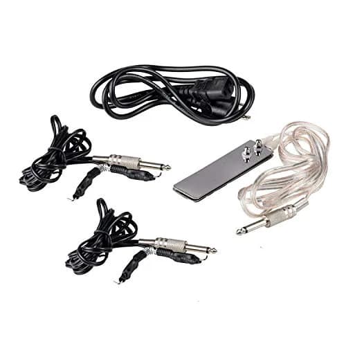 Pirate Face Tattoo Dual Digital Power Supply with Foot Pedal & Clip Cords | Black thumbnail 3