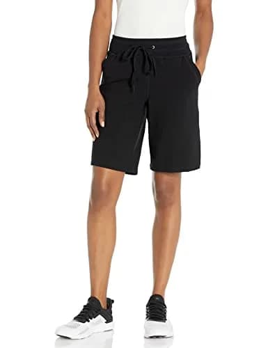 Danskin Women's Essential Bermuda Short | Cotton-Spandex Support & Comfort, 10" Inseam, Black thumbnail 1