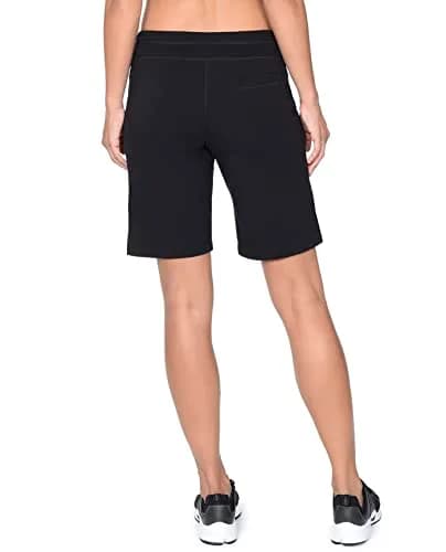 Danskin Women's Essential Bermuda Short | Cotton-Spandex Support & Comfort, 10" Inseam, Black thumbnail 4