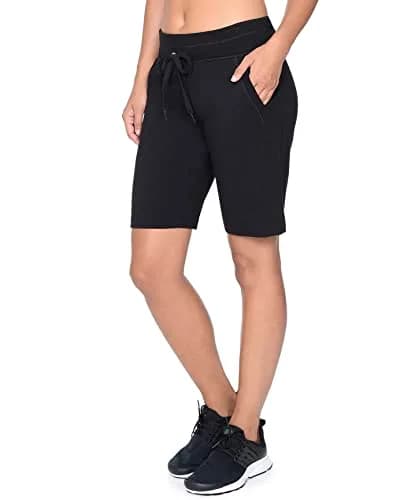 Danskin Women's Essential Bermuda Short | Cotton-Spandex Support & Comfort, 10" Inseam, Black thumbnail 3