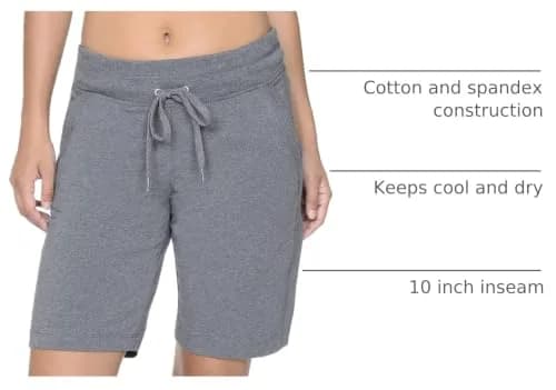 Danskin Women's Essential Bermuda Short | Cotton-Spandex, 10" Inseam, Casual & Workout Wear thumbnail 3