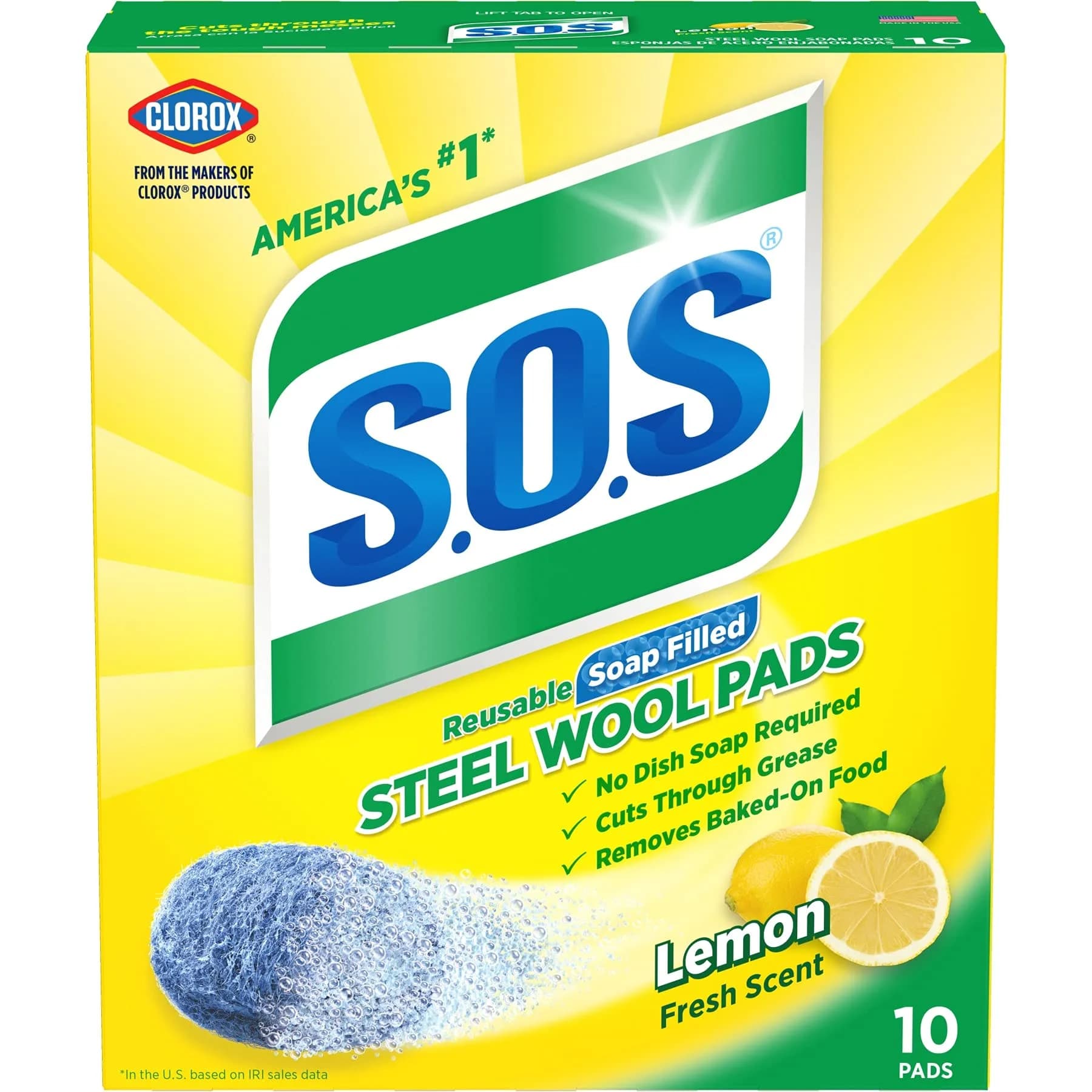 S.O.S Steel Wool Soap Pads Lemon Fresh 60 Count | Tough on Grease, Gentle on Hands — Pads