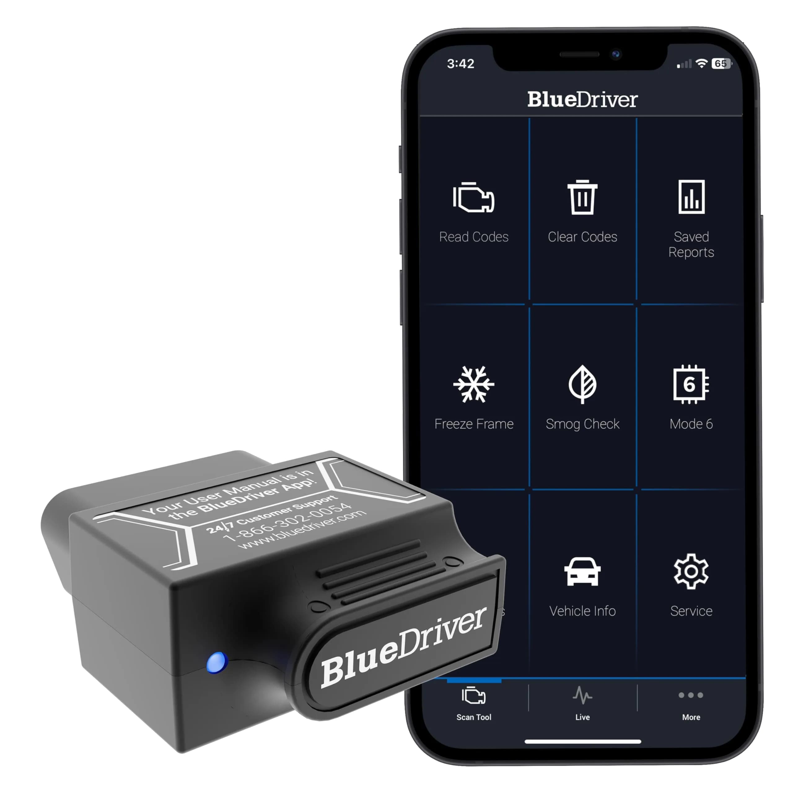 BlueDriver Bluetooth Pro OBDII Scan Tool for iPhone & Android | Diagnose Check Engine, ABS, SRS, Airbag & 7000+ Issues on Vehicles 1996+