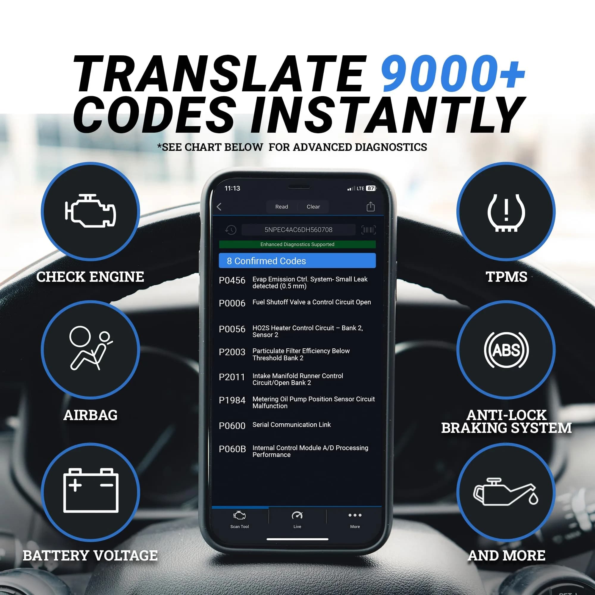 BlueDriver Bluetooth Pro OBDII Scan Tool for iPhone & Android | Diagnose Check Engine, ABS, SRS, Airbag & 7000+ Issues on Vehicles 1996+ - view 3