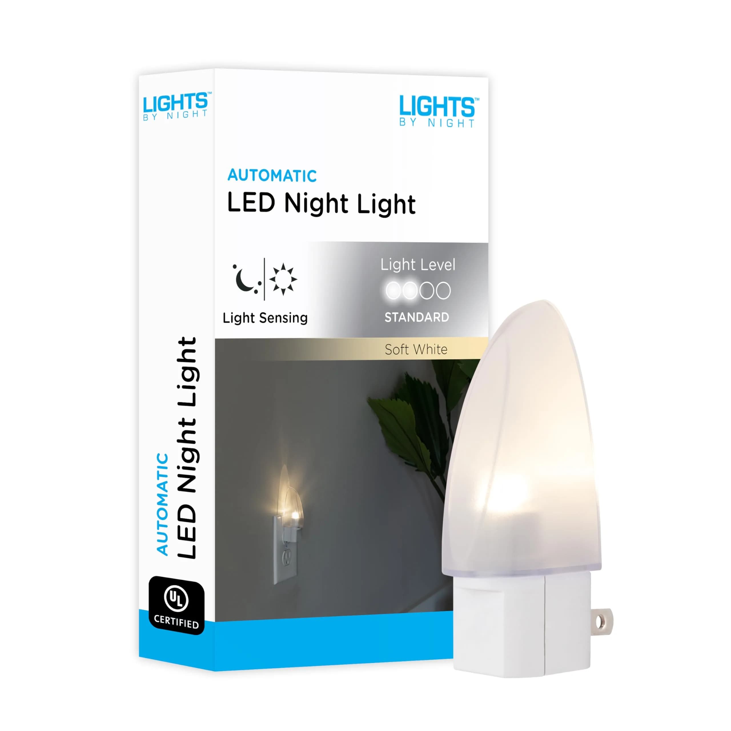 Lights By Night Plug-in LED Night Light with Sensor | Warm White Cone (1 Pack) - main product image