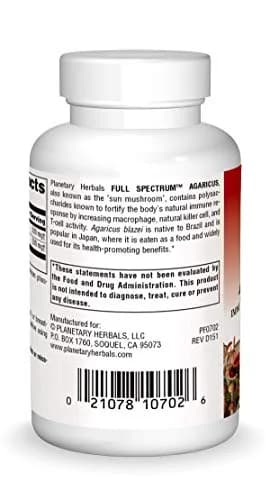 Planetary Herbals Agaricus Full Spectrum Immune & Natural Killer Cell Activator, 500mg | Supports Immunity & Well-Being thumbnail 2