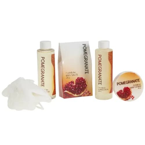 Freida and Joe Red Pomegranate Home Spa Bath Basket | Bath & Body Set for Women with Shea & Vitamin E (5 Piece Set) thumbnail 2