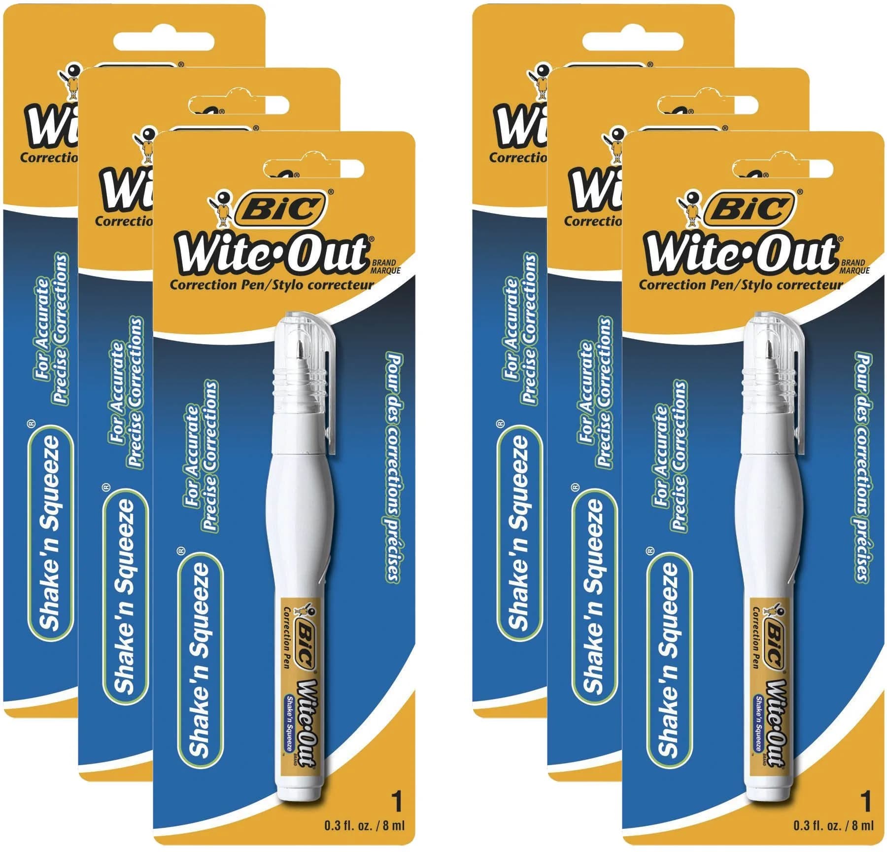 BIC Correction Pen | Precise, Quick-Drying Whiteout for Office & School (6 Pack) — 6-Pack