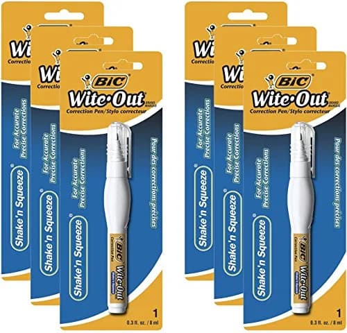 BIC Correction Pen | Precise, Quick-Drying Whiteout for Office & School (6 Pack) thumbnail 1