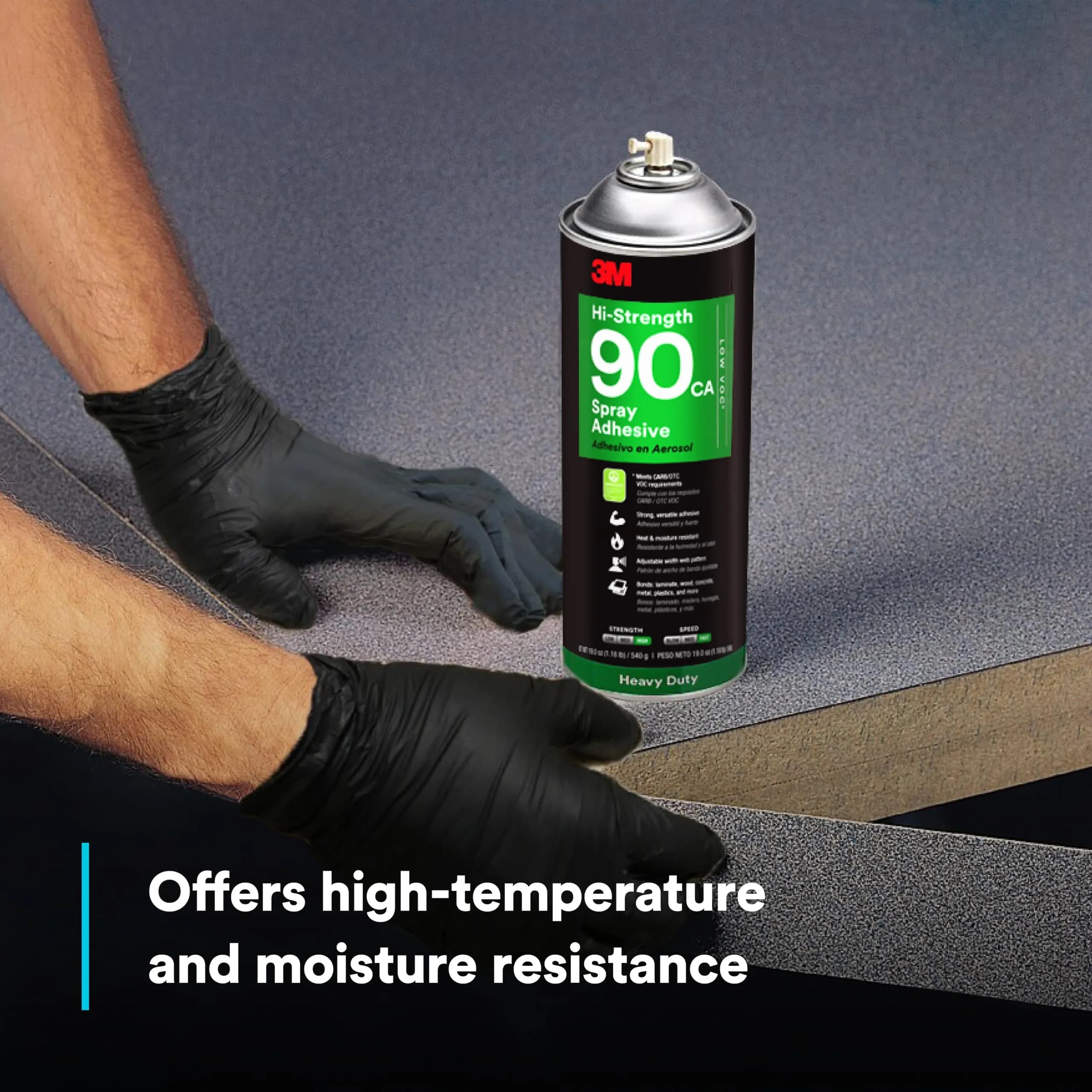 3M Hi-Strength 90 CA Spray Adhesive 566 g (19 oz) | Low VOC, Fast Drying, Bonds Laminate, Wood, Concrete, Metal, Plastic - view 4