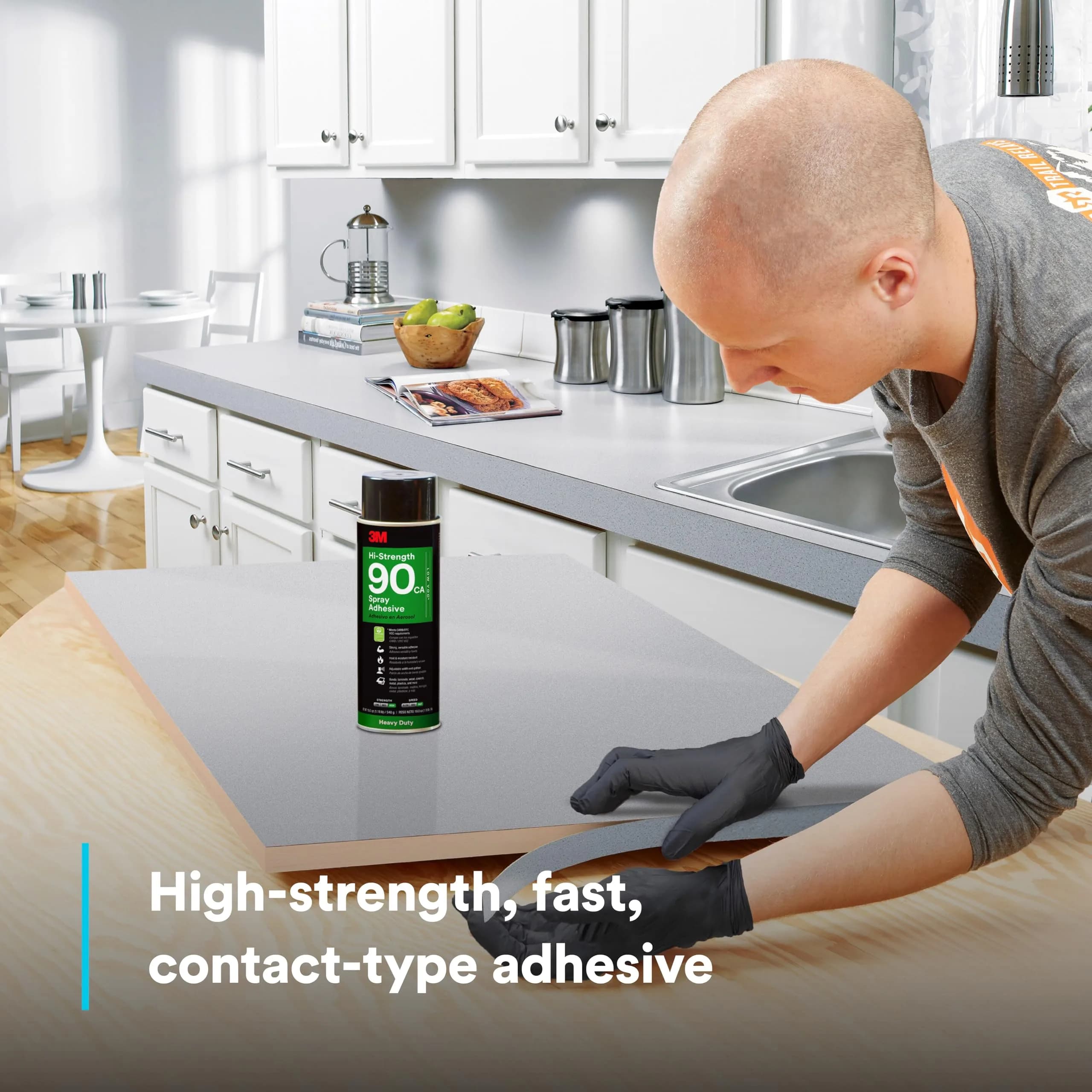 3M Hi-Strength 90 CA Spray Adhesive 566 g (19 oz) | Low VOC, Fast Drying, Bonds Laminate, Wood, Concrete, Metal, Plastic - view 5