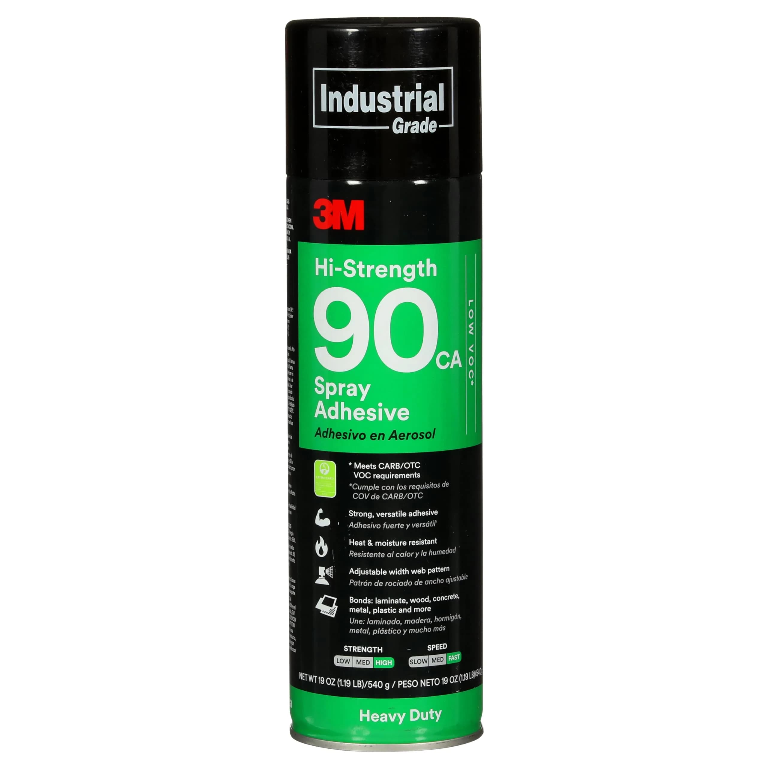 3M Hi-Strength 90 CA Spray Adhesive 566 g (19 oz) | Low VOC, Fast Drying, Bonds Laminate, Wood, Concrete, Metal, Plastic