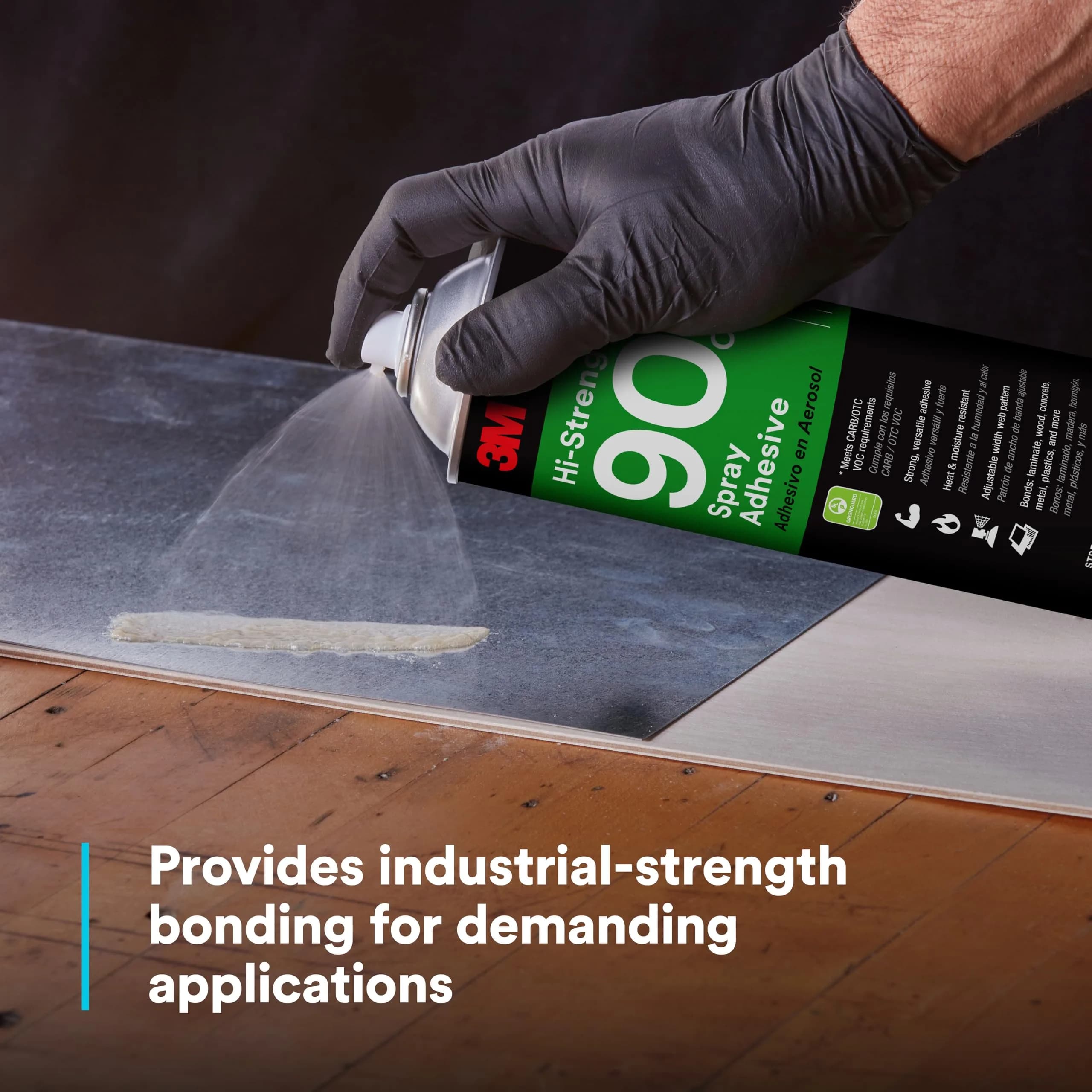 3M Hi-Strength 90 CA Spray Adhesive 566 g (19 oz) | Low VOC, Fast Drying, Bonds Laminate, Wood, Concrete, Metal, Plastic - view 3