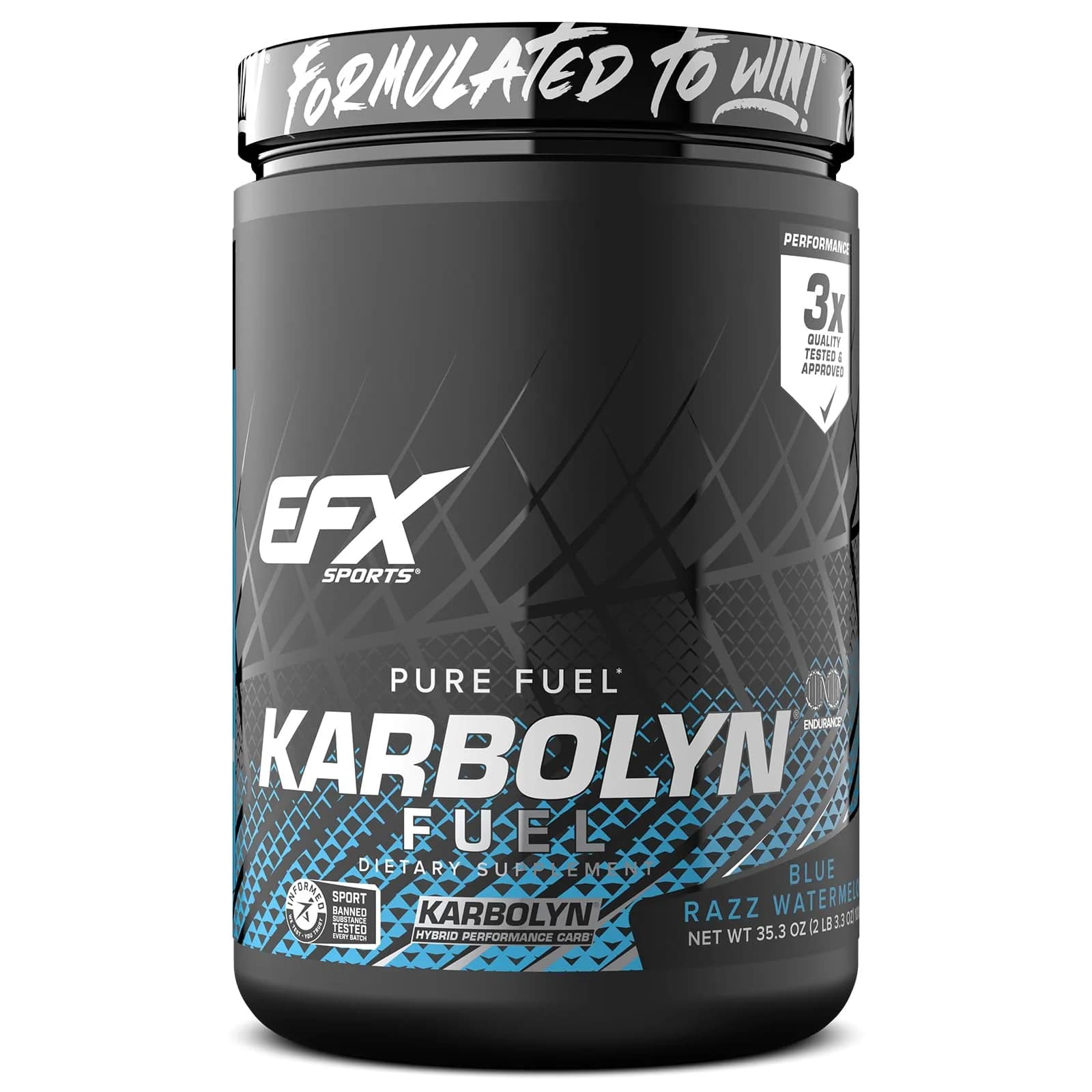EFX Sports Karbolyn Fuel | Fast-Absorbing Carbohydrate Powder | Carb Load, Sustained Energy, Quick Recovery | Stimulant Free | 18 Servings (Blue Razz Watermelon)