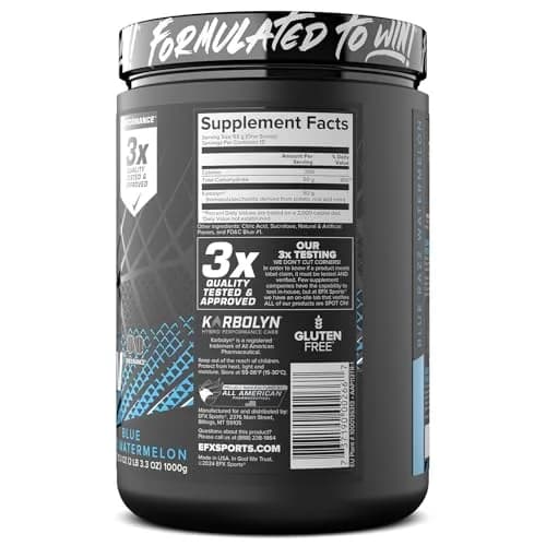EFX Sports Karbolyn Fuel | Fast-Absorbing Carbohydrate Powder | Carb Load, Sustained Energy, Quick Recovery | Stimulant Free | 18 Servings (Blue Razz Watermelon) thumbnail 9