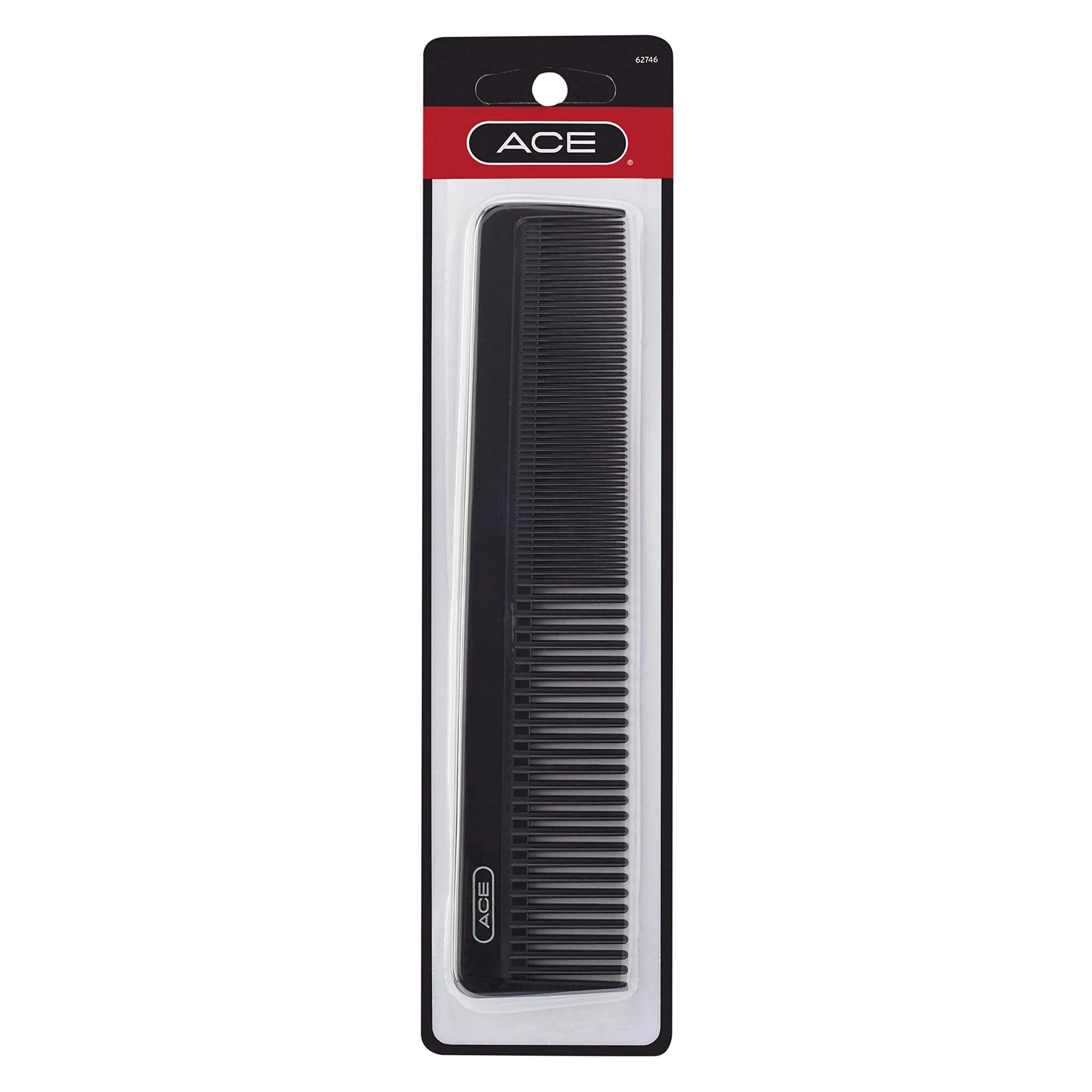Ace Hair Comb Dressing 7.5 Inch | Fine Teeth for Precise Styling, Durable Plastic, Black