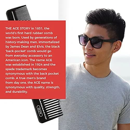 Ace Hair Comb Dressing 7.5 Inch | Fine Teeth for Precise Styling, Durable Plastic, Black thumbnail 6
