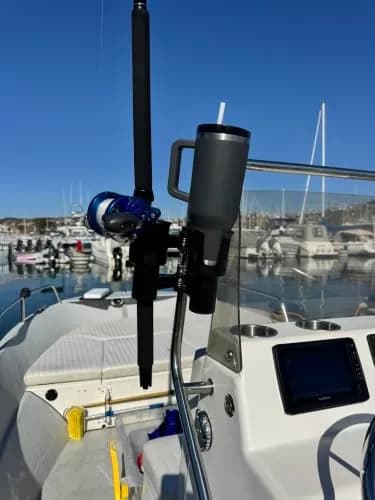 ROBOCUP Patented Clamp On Boat Cup Holder | Multifunction Dual Drink Caddy for Fishing, Boating & More thumbnail 4