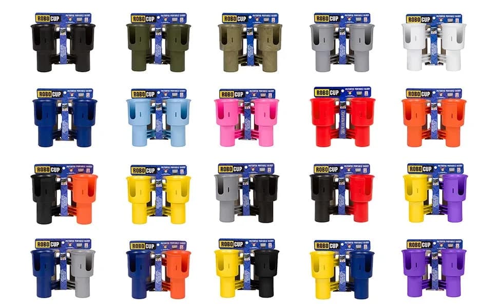 ROBOCUP Patented Clamp On Boat Cup Holder | Multifunction Dual Drink Caddy for Fishing, Boating & More thumbnail 8