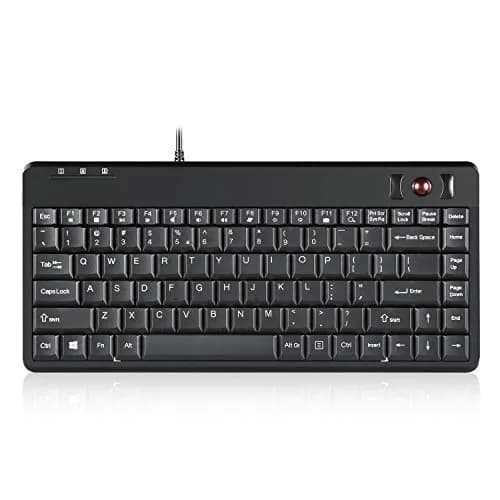 Perixx PERIBOARD-505H Wired Mini Keyboard with Built-in Trackball & 2 USB Hubs, Black 315mm (12.4") | Membrane Keys & 1000 DPI Trackball thumbnail 1