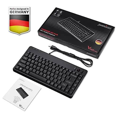 Perixx PERIBOARD-505H Wired Mini Keyboard with Built-in Trackball & 2 USB Hubs, Black 315mm (12.4") | Membrane Keys & 1000 DPI Trackball thumbnail 7