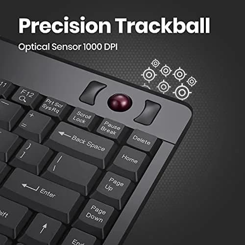 Perixx PERIBOARD-505H Wired Mini Keyboard with Built-in Trackball & 2 USB Hubs, Black 315mm (12.4") | Membrane Keys & 1000 DPI Trackball thumbnail 3
