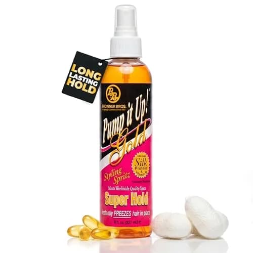 Bronner Bros Pump It Up Gold Styling Spritz 8oz | Super Hold Hair Spray for Defined Styles thumbnail 1