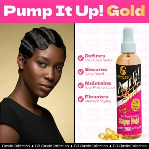 Bronner Bros Pump It Up Gold Styling Spritz 8oz | Super Hold Hair Spray for Defined Styles thumbnail 4