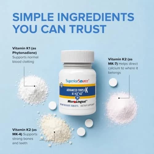 Superior Source Advanced Triple K, Vitamins K1 & K2 (MK-4), K2 (MK-7), 30Ct | Supports Bone & Heart Health thumbnail 5