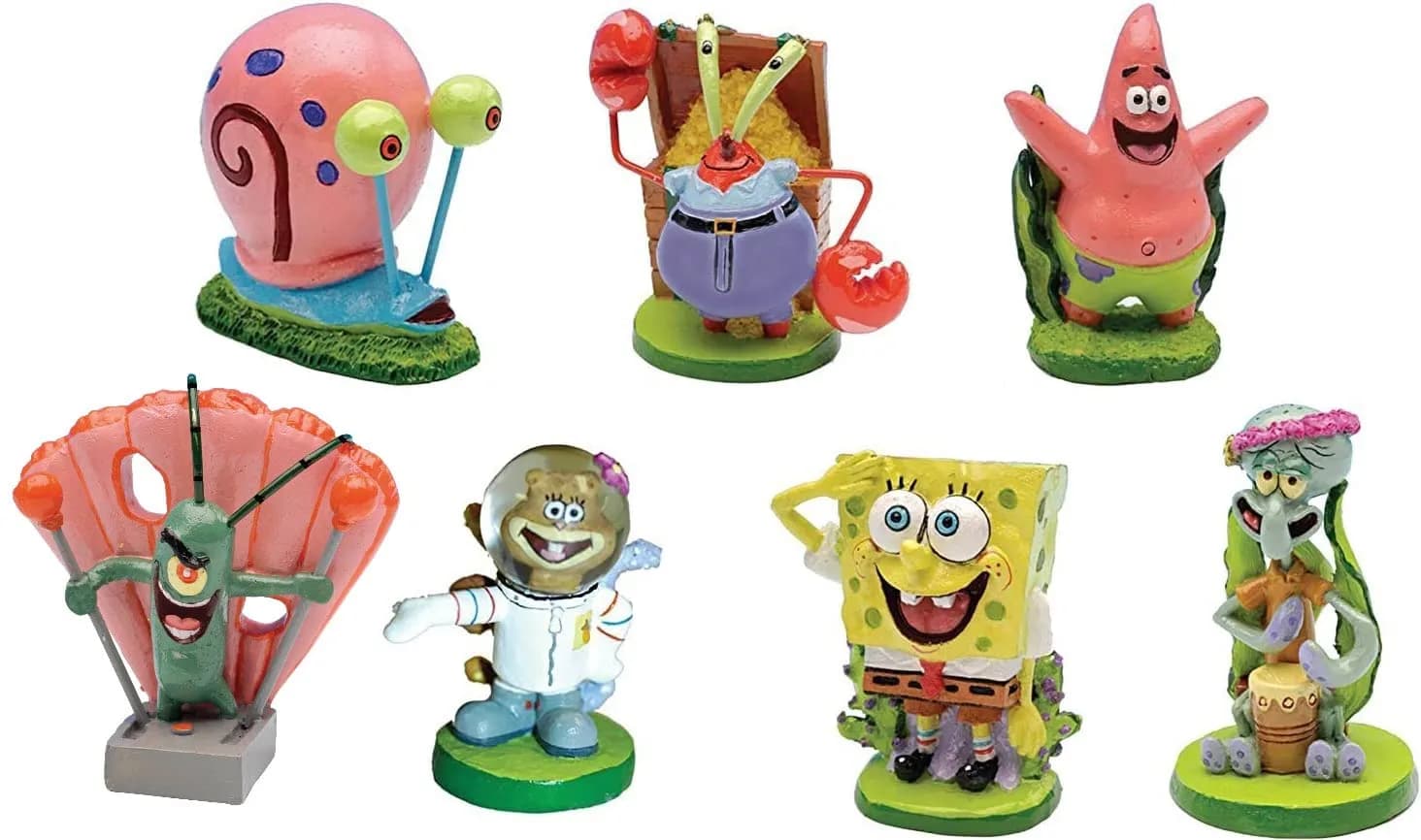 PennPlax SpongeBob Aquarium Ornament Set 2" - Officially Licensed Fish Tank Decor for Saltwater & Freshwater