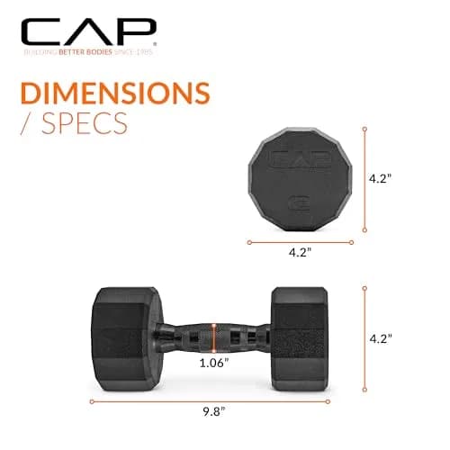 CAP 12lb Rubber Coated 12-Sided Dumbbell | Anti-Roll, Durable, Home & Commercial Use thumbnail 4