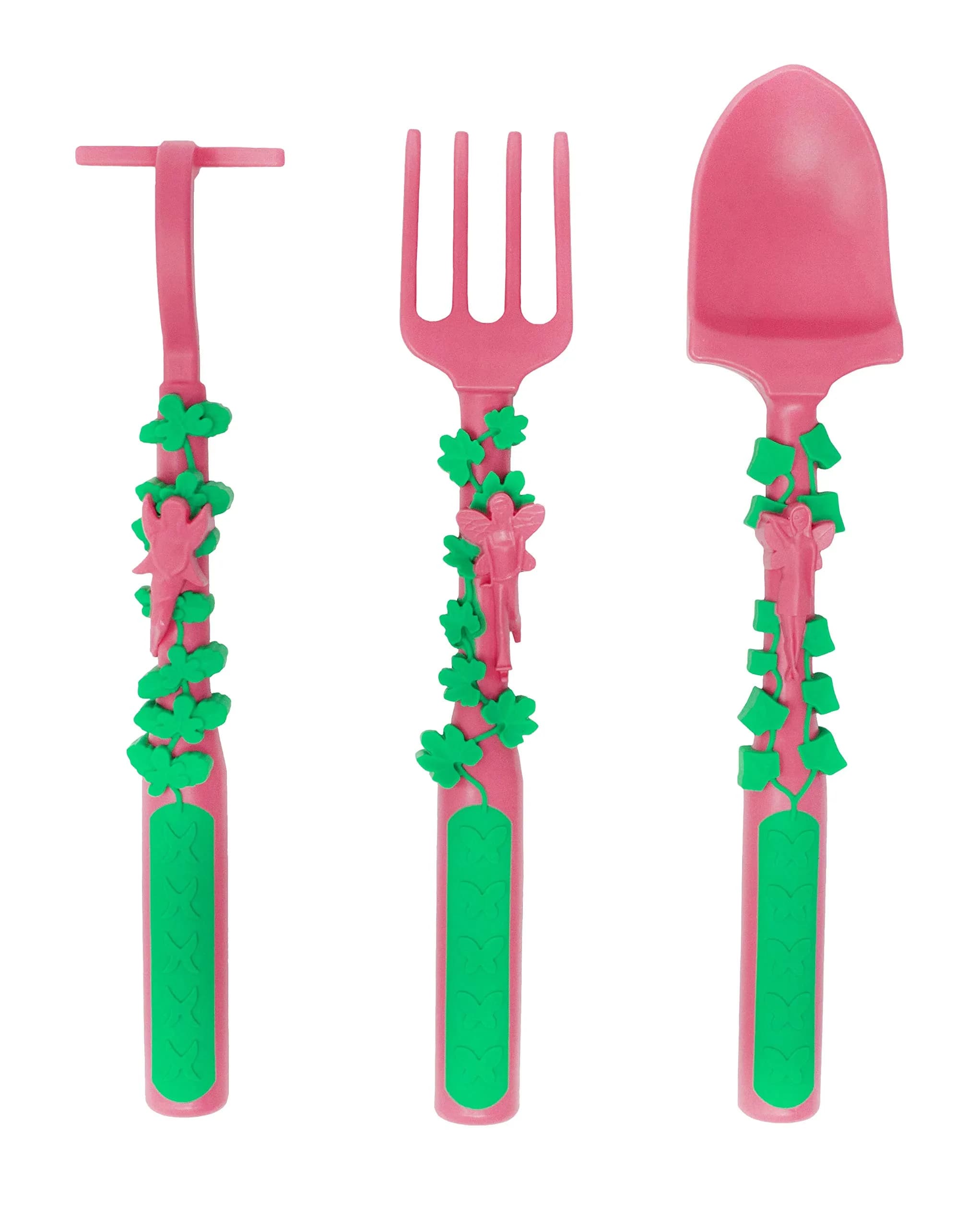 Constructive Eating Garden Fairy Toddler Plate and Utensils Set - Green, USA-Made with Divided Plates - view 4