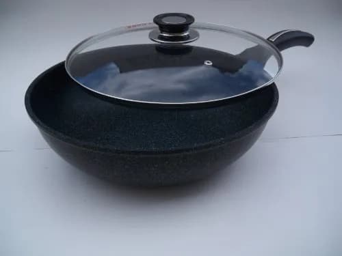 M.V. Trading Ceramic Marble Coated Cast Aluminium Stir Fry Wok 30 cm | Non Stick, Durable & Easy to Clean thumbnail 2