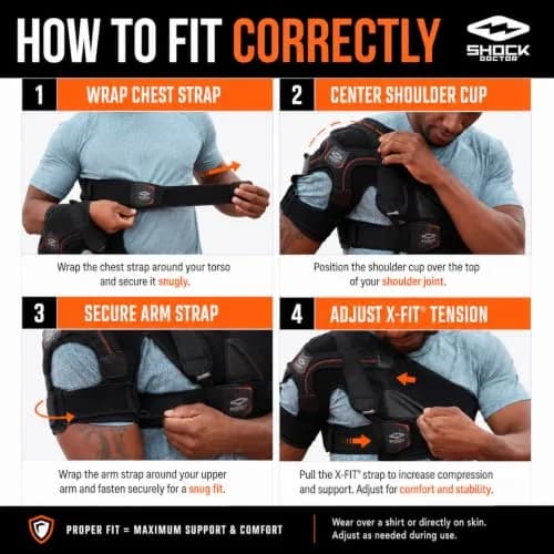Shock Doctor Rotator Cuff Shoulder Brace for Men, Shoulder Brace for Women | Support for AC Sprains & Rotator Cuff Injuries thumbnail 6