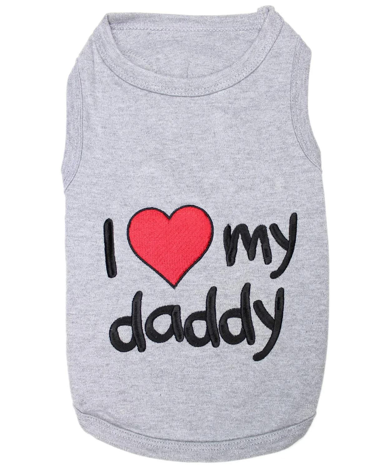Parisian Pet Dog Shirt - 100% Cotton Small Dog Sleeveless Light Grey | Family-Themed Breathable Apparel