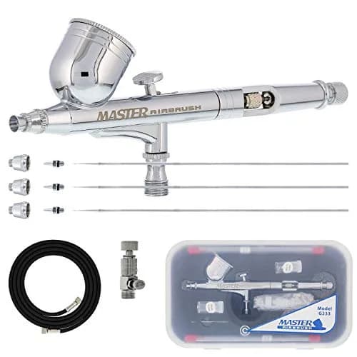 Master Airbrush G233 Performance Pro Airbrush Kit with 3 Nozzle Sets, Hose | Dual-Action Gravity Feed for Fine Detail & Broad Spray thumbnail 1