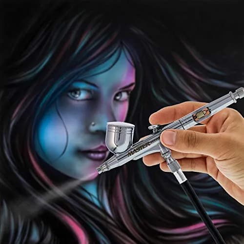 Master Airbrush G233 Performance Pro Airbrush Kit with 3 Nozzle Sets, Hose | Dual-Action Gravity Feed for Fine Detail & Broad Spray thumbnail 6