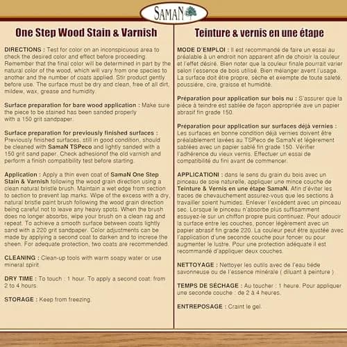 SamaN Interior One Step Wood Seal, Stain & Varnish 8 oz | Odorless Oil-Based Protection for Furniture & Wood thumbnail 2