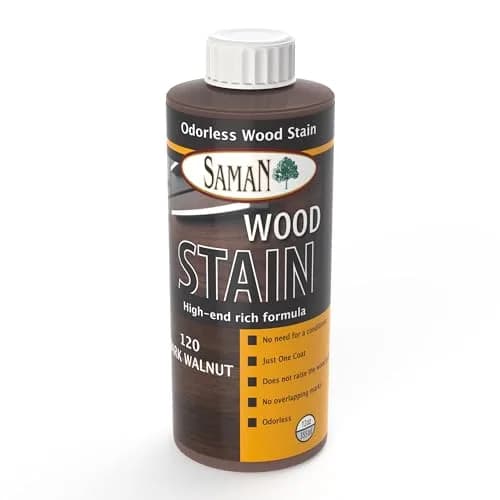 SamaN Water Based Wood Stain Dark Walnut 12 oz | Eco-Friendly, Fast Application, Greener Choice thumbnail 1
