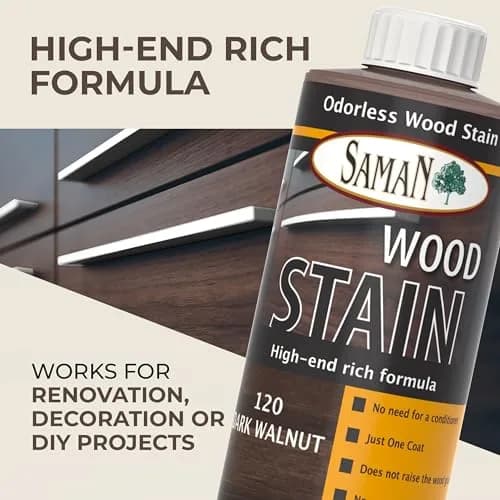 SamaN Water Based Wood Stain Dark Walnut 12 oz | Eco-Friendly, Fast Application, Greener Choice thumbnail 2