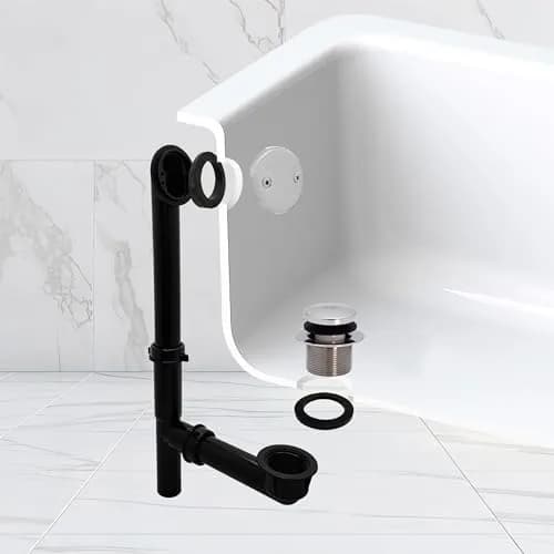 Westbrass 593144-26 Black 1-1/2" Tubular Tip-Toe Bath Waste Drain Kit, Polished Chrome | ADA Approved thumbnail 6