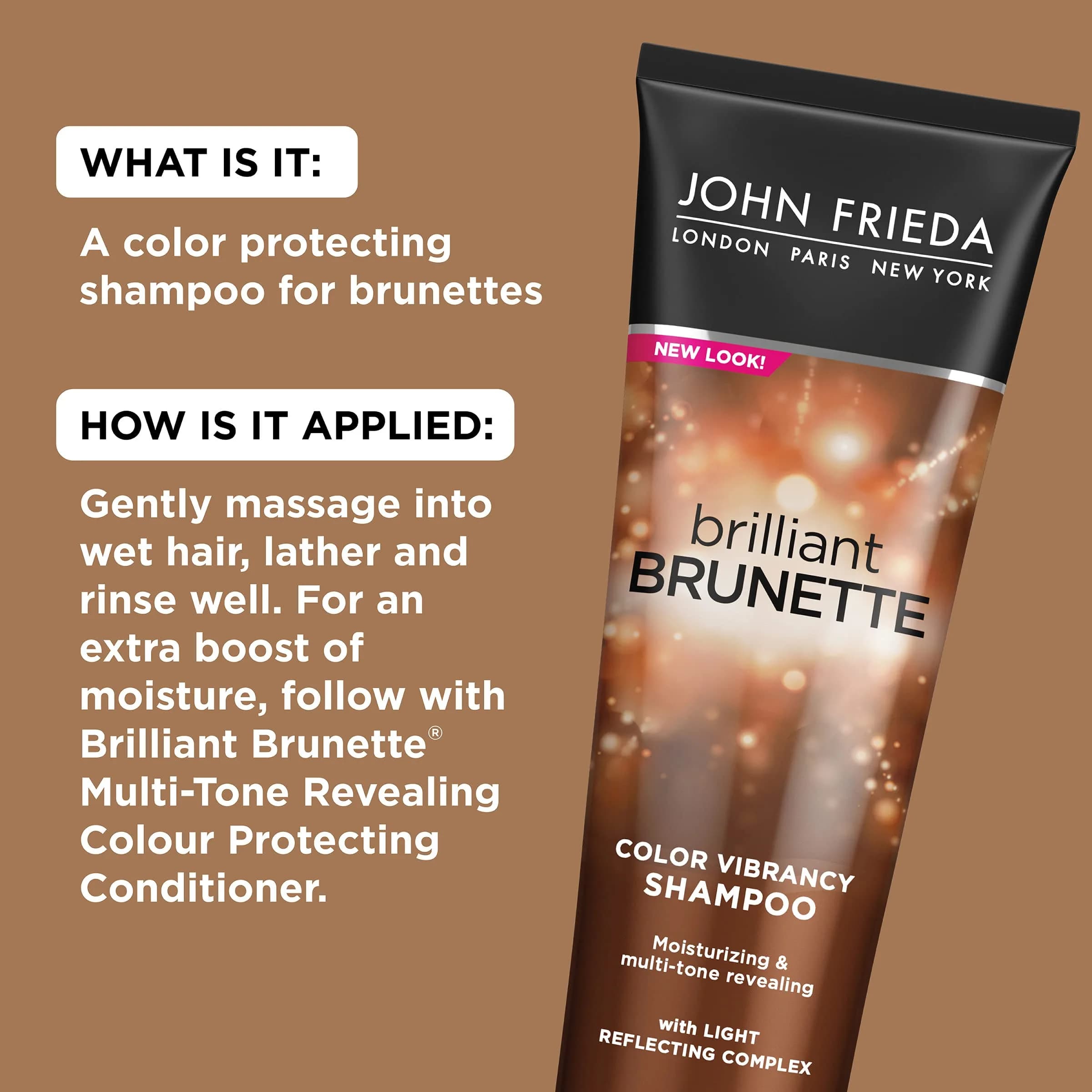 John Frieda Brilliant Brunette Color Boosting Shampoo 500ml (16.9 Fl Oz) | Enhances and Protects Multi-Dimensional Tones - view 3