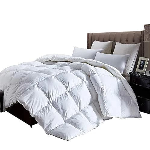 Egyptian Cotton Factory Store Full/Queen Size Lightweight Goose Down Comforter | Summer Weight, 40 oz Fill, Egyptian Cotton, White thumbnail 1