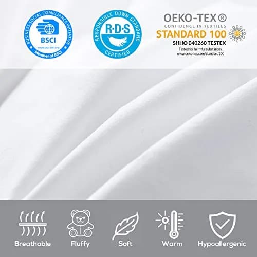 Egyptian Cotton Factory Store Full/Queen Size Lightweight Goose Down Comforter | Summer Weight, 40 oz Fill, Egyptian Cotton, White thumbnail 7